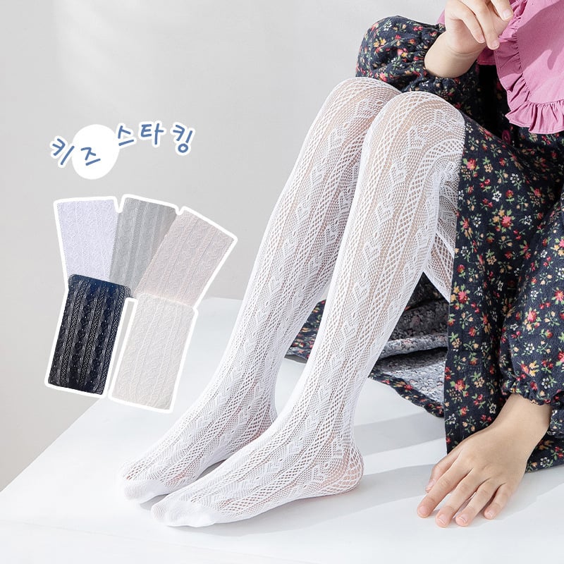 Детски чорапогащи за момичета с мрежеста структура - ултра тънки, мерсеризиран памук, дишащи и абсорбиращи потта, шарки: райета, решетка, едноцветни, карикатури