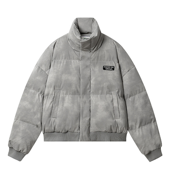 Мъжко памучно яке с рисунка тай-дай distressed, свободна кройка, цип, дебело топло