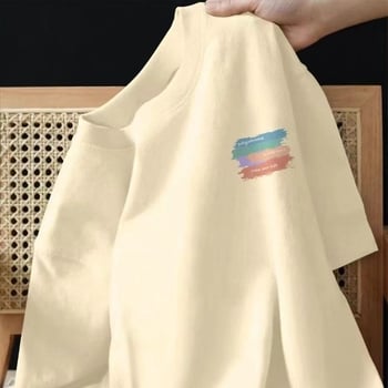 Дамска памучна тениска с геометричен принт, къс ръкав, кръгло деколте