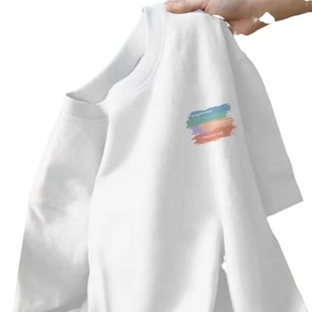 Дамска памучна тениска с геометричен принт, къс ръкав, кръгло деколте