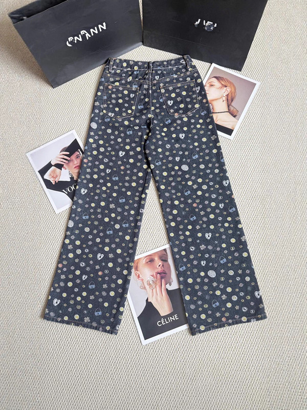 Дънки с висока талия, широки крачоли, деним, 80–90% памук, рельефна текстура