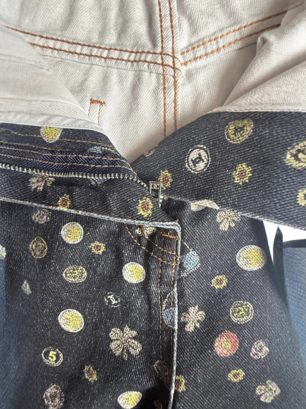 Дънки с висока талия, широки крачоли, деним, 80–90% памук, рельефна текстура