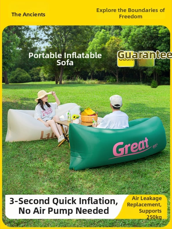 Φουσκωτός εξωτερικός καναπές με δυνατότητα ανάκλισης και ύπνου, χωρητικότητα 1-2 ατόμων, Oxford ύφασμα, χειροκίνητη αντλία — Primitive ancients