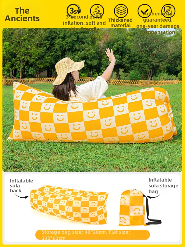 Φουσκωτός εξωτερικός καναπές με δυνατότητα ανάκλισης και ύπνου, χωρητικότητα 1-2 ατόμων, Oxford ύφασμα, χειροκίνητη αντλία — Primitive ancients