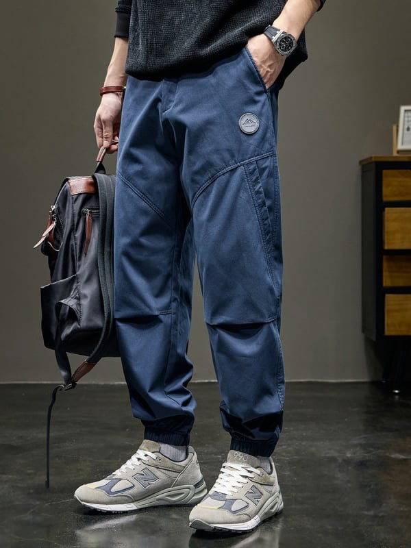 Muške jogger hlače s patchworkom u japanskom retro stilu, širokog kroja, cargo stil, proljetna kolekcija