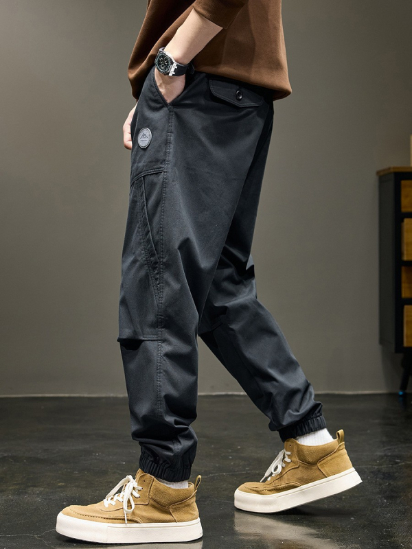 Muške jogger hlače s patchworkom u japanskom retro stilu, širokog kroja, cargo stil, proljetna kolekcija