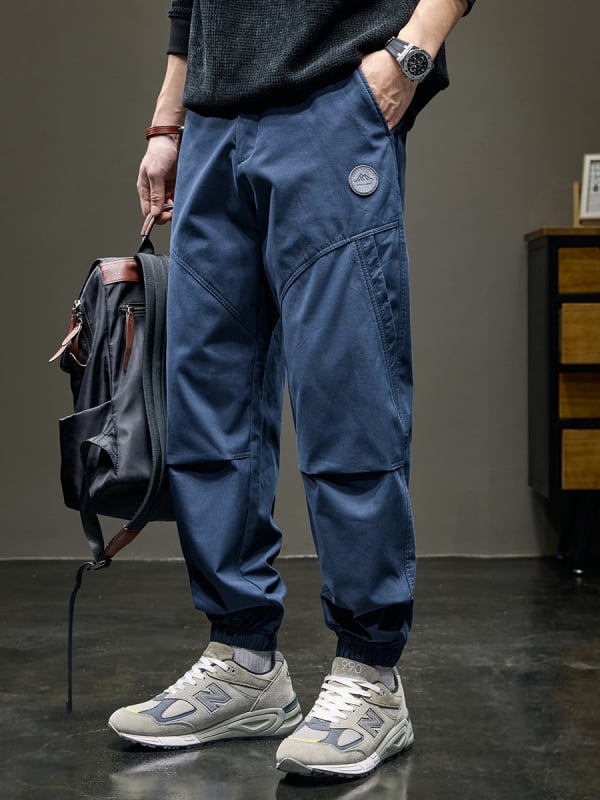 Muške jogger hlače s patchworkom u japanskom retro stilu, širokog kroja, cargo stil, proljetna kolekcija