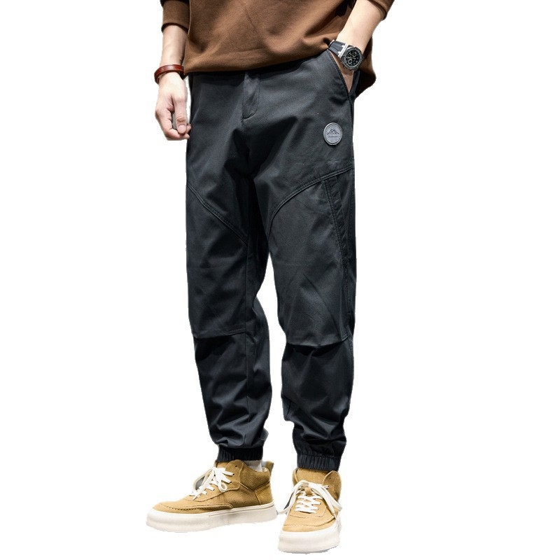 Muške jogger hlače s patchworkom u japanskom retro stilu, širokog kroja, cargo stil, proljetna kolekcija