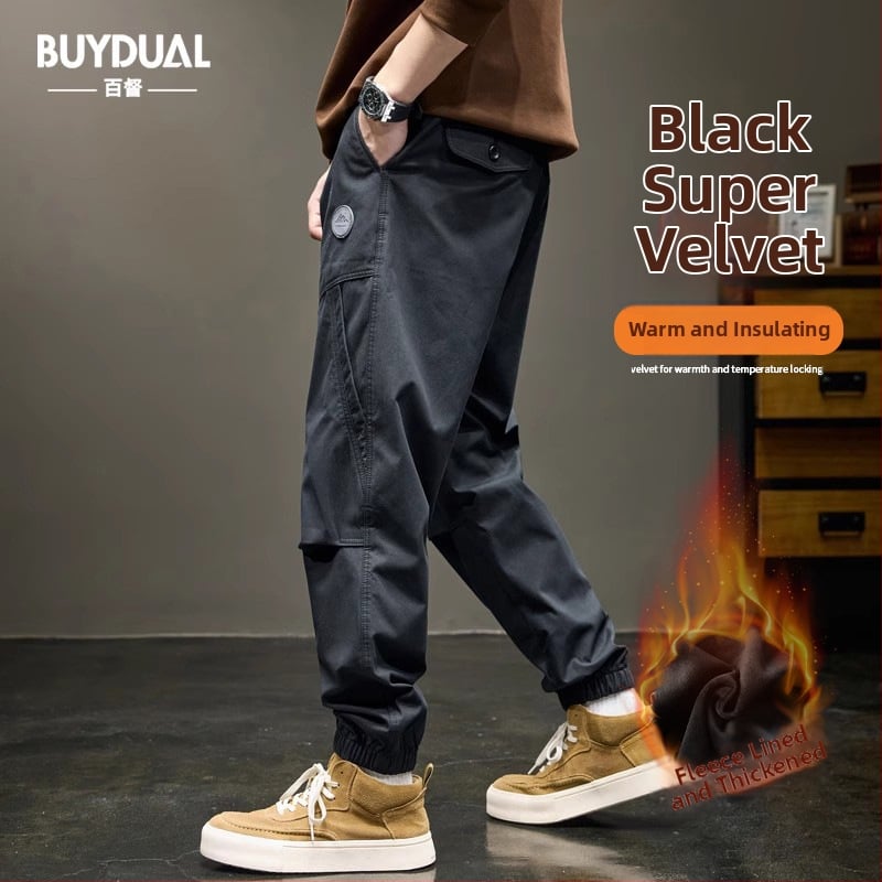 Muške jogger hlače s patchworkom u japanskom retro stilu, širokog kroja, cargo stil, proljetna kolekcija
