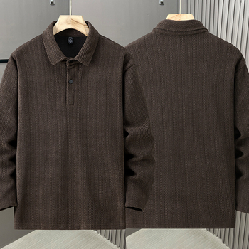 Πόλο μπλούζα από chenille με ριγέ ζακάρτ, μακριά μανίκια, φαρδιά γραμμή, φινίρισμα εκτύπωσης/βαφής