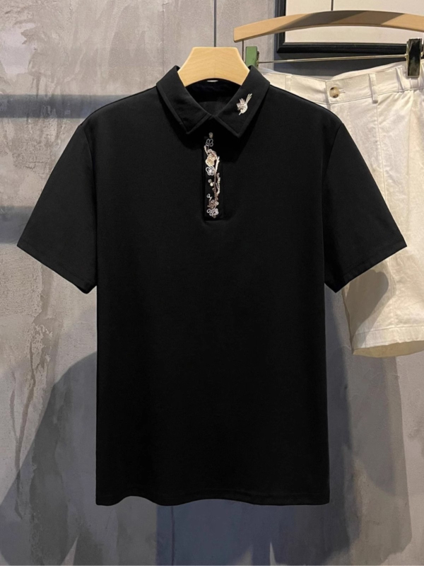 Πόλο πουκάμισο με κοντά μανίκια, εφαρμοστή γραμμή, κέντημα, πολυεστέρας