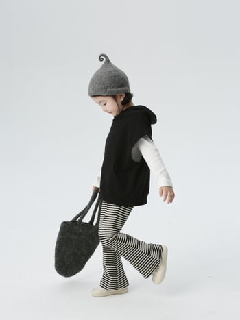 BOBOKIDS Pantalone za djevojčice s zvonastim krojem, pletene, mješavina pamuka i elastina, casual stil, jesen 2024, za uzrast 3–8 godina