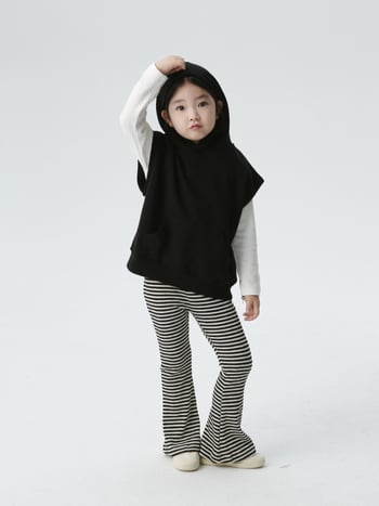 BOBOKIDS Pantalone za djevojčice s zvonastim krojem, pletene, mješavina pamuka i elastina, casual stil, jesen 2024, za uzrast 3–8 godina