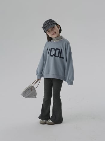 BOBOKIDS Pantalone za djevojčice s zvonastim krojem, pletene, mješavina pamuka i elastina, casual stil, jesen 2024, za uzrast 3–8 godina