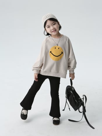 BOBOKIDS Pantalone za djevojčice s zvonastim krojem, pletene, mješavina pamuka i elastina, casual stil, jesen 2024, za uzrast 3–8 godina
