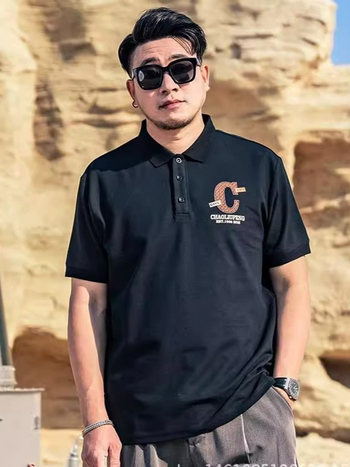 Tricou polo, croială lejeră, mâneci scurte, poliester, imprimare