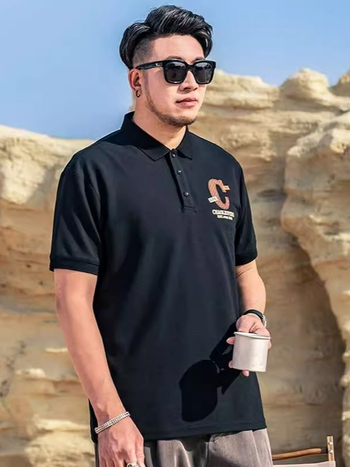 Tricou polo, croială lejeră, mâneci scurte, poliester, imprimare