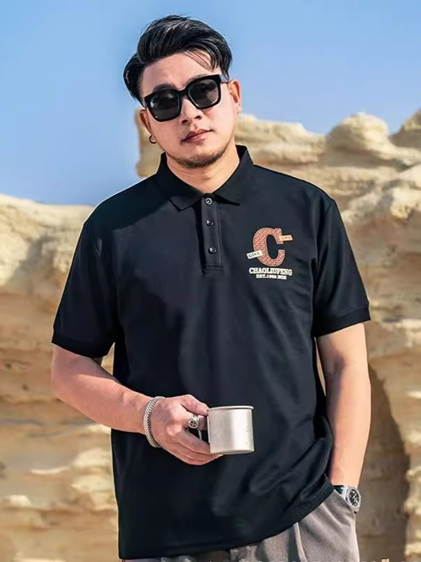 Tricou polo, croială lejeră, mâneci scurte, poliester, imprimare