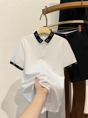 Polo majica s uskim krojem, kratki rukavi, kolor-blokiran ovratnik, milk-silk i poliester mješavina, ljetni casual