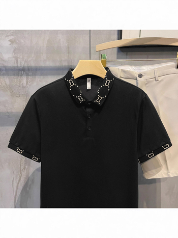 Polo majica s uskim krojem, kratki rukavi, kolor-blokiran ovratnik, milk-silk i poliester mješavina, ljetni casual