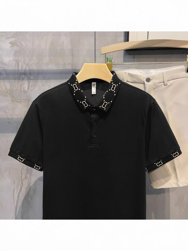 Polo majica s uskim krojem, kratki rukavi, kolor-blokiran ovratnik, milk-silk i poliester mješavina, ljetni casual