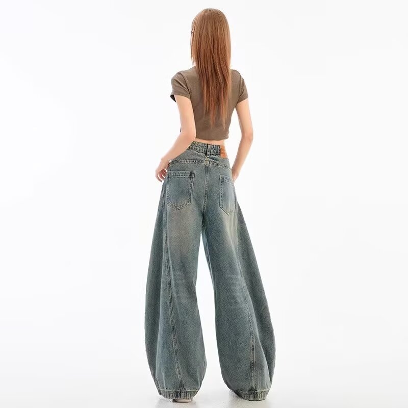 Ženske traperice širokih nogavica, visok struk, pamuk-poliester smjesa, bootcut casual stil, proljeće 2025