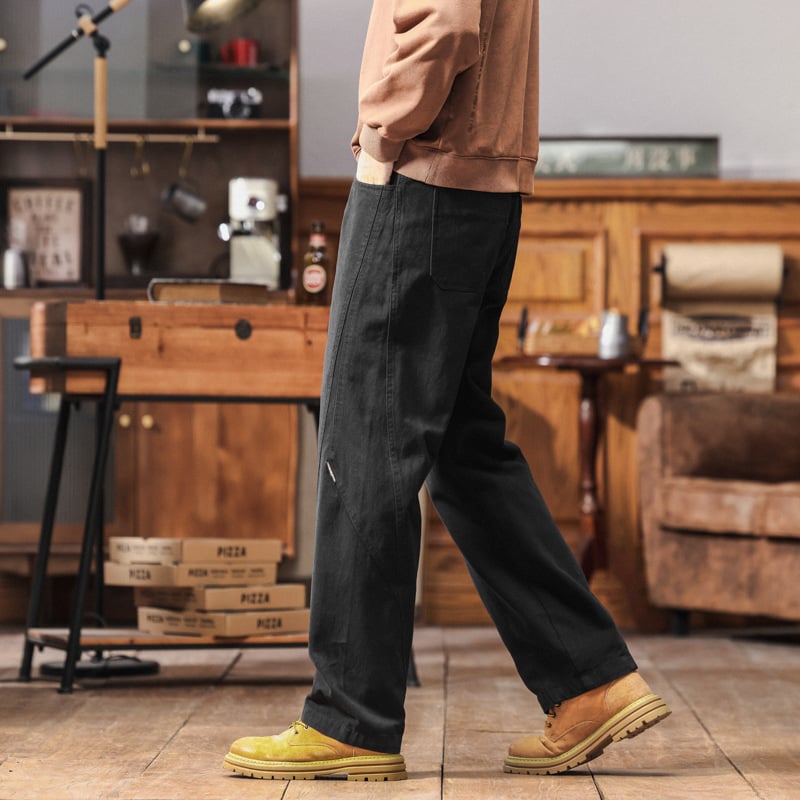 Muške vintidž oprane casual hlače, patchwork, ravni kroj, 100% pamuk, jesen 2025 novi model