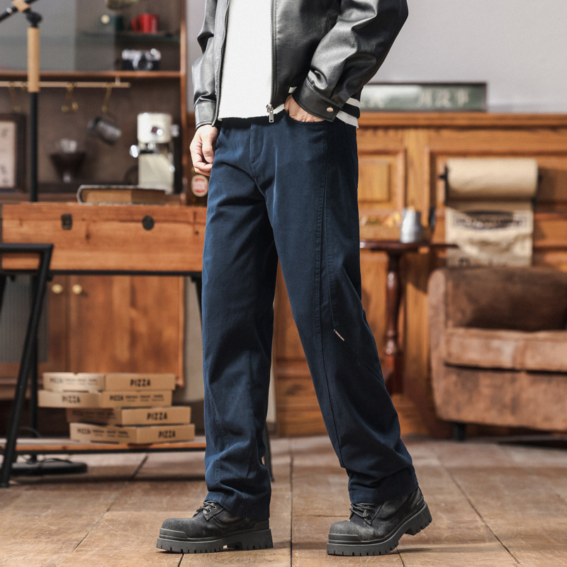 Muške vintidž oprane casual hlače, patchwork, ravni kroj, 100% pamuk, jesen 2025 novi model