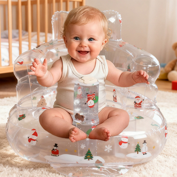 Φουσκωτό PVC παιδικό καθιστικό: διαφανές μικρό καναπέ για εκμάθηση καθίσματος και όρθωσης, κατάλληλο για 0–3 ετών, εσωτερικούς και εξωτερικούς χώρους.