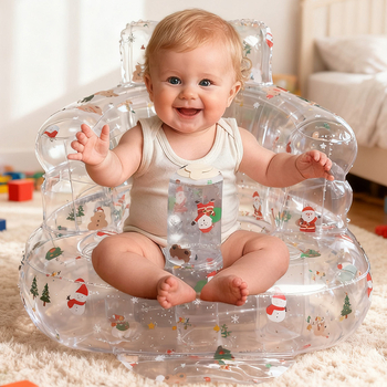 Φουσκωτό PVC παιδικό καθιστικό: διαφανές μικρό καναπέ για εκμάθηση καθίσματος και όρθωσης, κατάλληλο για 0–3 ετών, εσωτερικούς και εξωτερικούς χώρους.