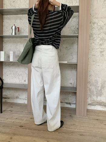 Ženske hlače jeans s visokim strukom, širokim krojem, denim mješavina s pamukom i elastanom, patchwork dizajn, minimalistički stil