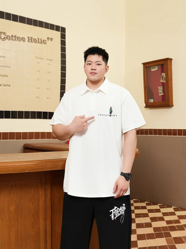 tricou polo cu mâneci scurte, croială lejeră, motif brodat cu litere, amestec de poliester