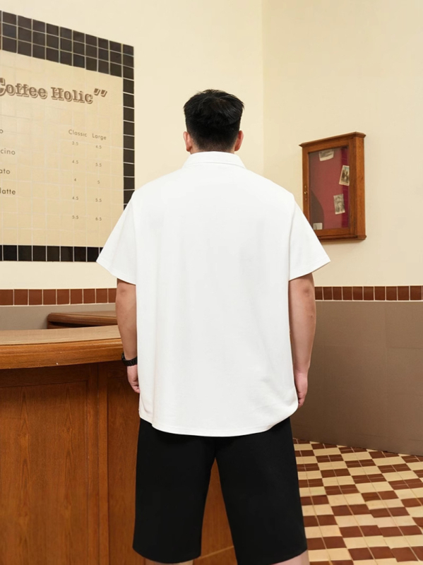 tricou polo cu mâneci scurte, croială lejeră, motif brodat cu litere, amestec de poliester