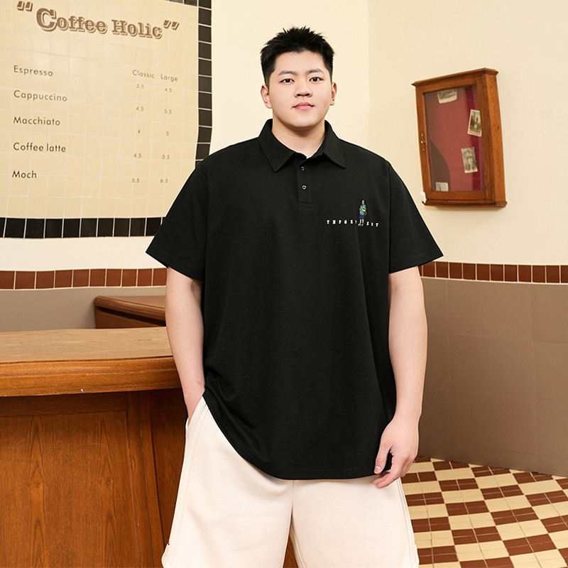 tricou polo cu mâneci scurte, croială lejeră, motif brodat cu litere, amestec de poliester