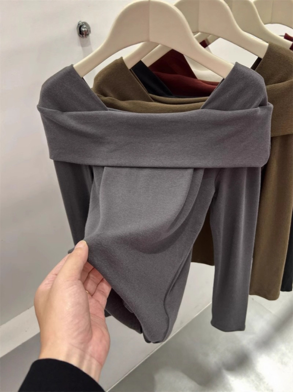 Majica s otvorenim ramenom, dugi rukavi, Modal 95%+, uski kroj, Harajuku stil
