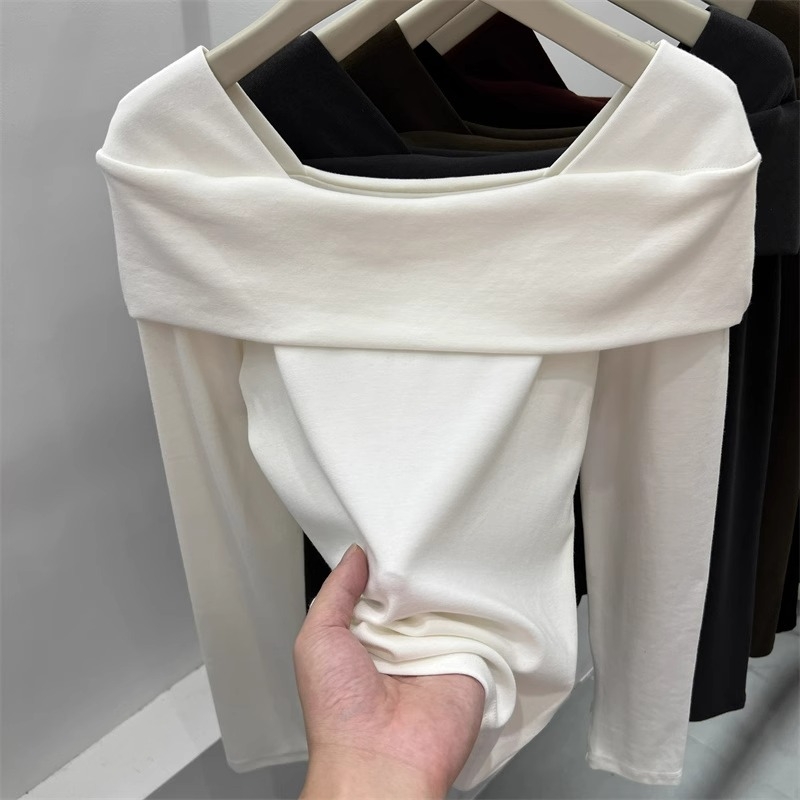 Majica s otvorenim ramenom, dugi rukavi, Modal 95%+, uski kroj, Harajuku stil