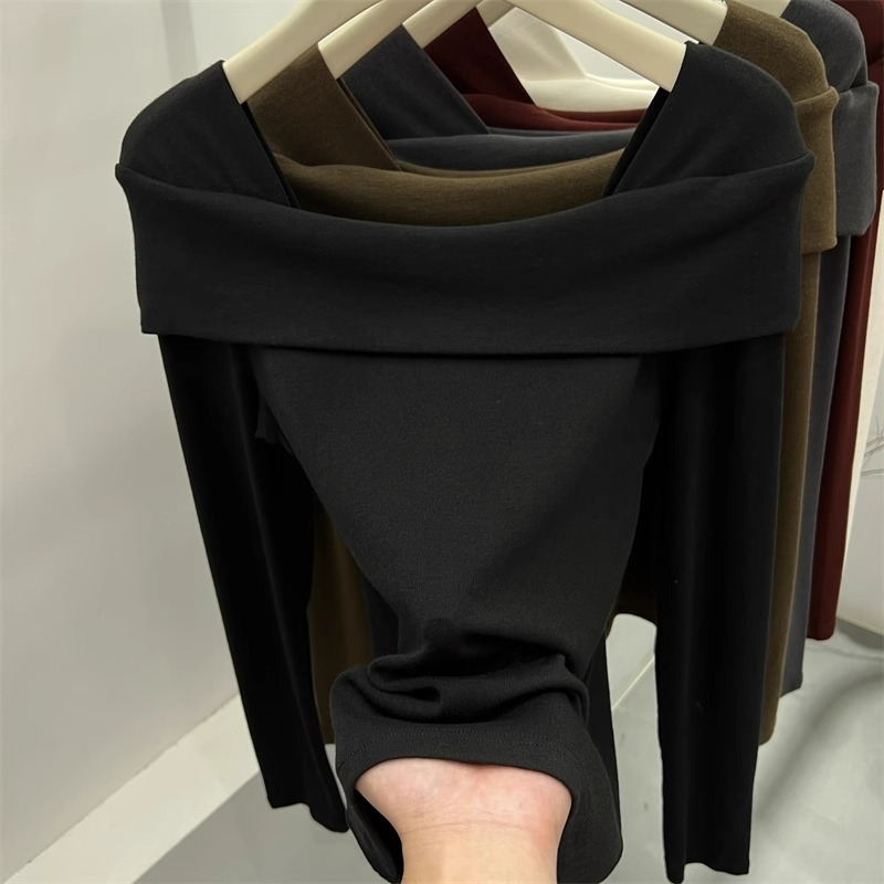 Majica s otvorenim ramenom, dugi rukavi, Modal 95%+, uski kroj, Harajuku stil