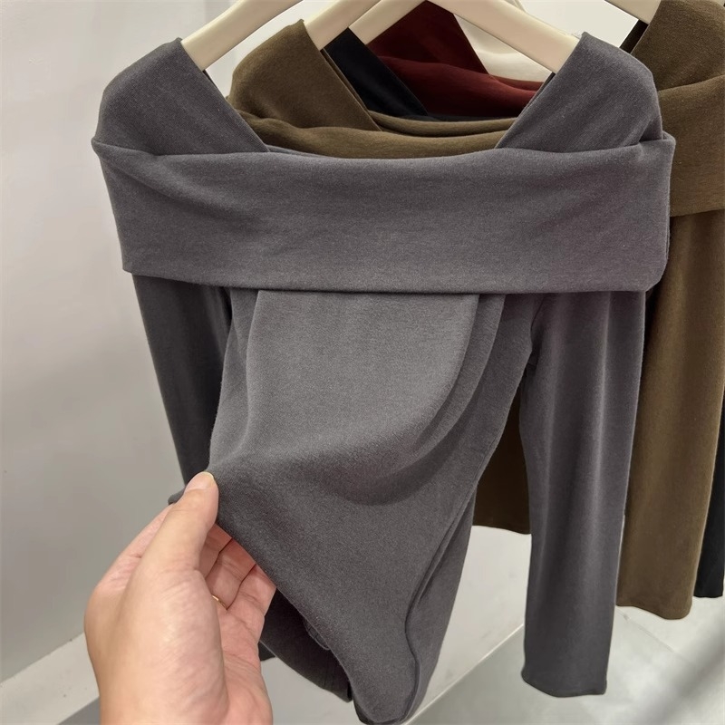 Majica s otvorenim ramenom, dugi rukavi, Modal 95%+, uski kroj, Harajuku stil