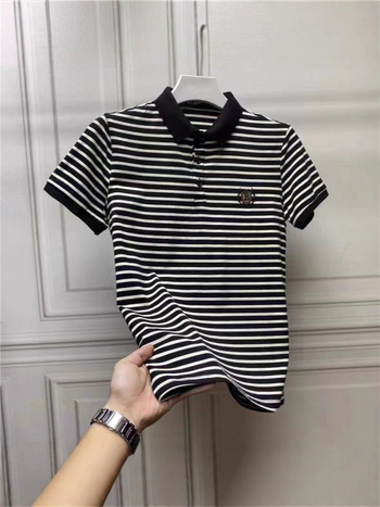 Polo majica s prugama i šivanom, uski kroj, kratki rukav, Milk Silk tkanina, poliester ≥96%, ljeto 2025