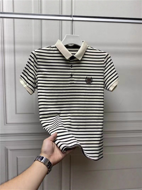 Polo majica s prugama i šivanom, uski kroj, kratki rukav, Milk Silk tkanina, poliester ≥96%, ljeto 2025