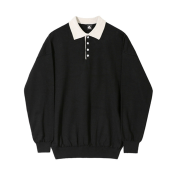 Muška pletena polo majica s ovratnikom, jesenski stil, slobodan kroj, dugi rukav, jednobojna