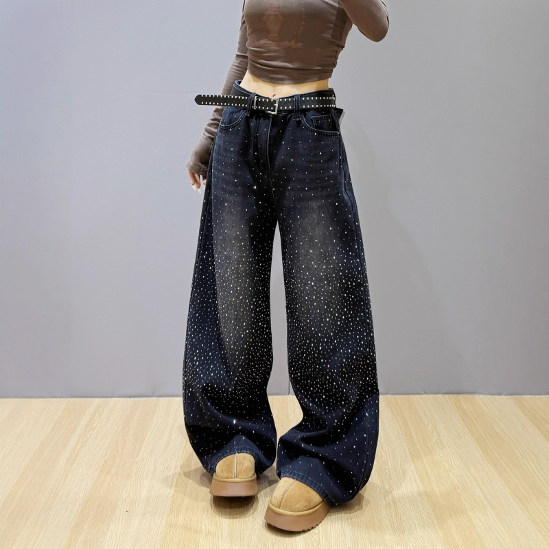 Dianruo Denim široke hlače s visokim strukom - mikro-elastične, 70–80% denim, proljeće 2025