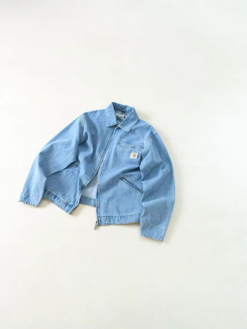 Denim jakna u japanskom retro stilu s reverom (lapel) ovratnikom, zatvaračem, slobodan kroj, dugi rukavi, bočne džepove, jednobojna tkanina