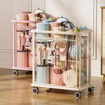 Mingren Storage: Úložná skrinka na fitnes vybavenie — karbonová oceľ, viacúčelová, otočná a pohyblivá, podlahový typ montáže