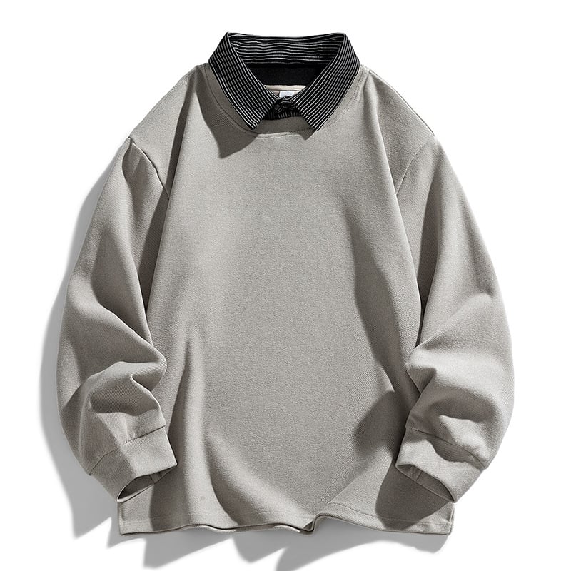 Πόλο πουκάμισο με μακριά μανίκια, twill σχέδιο, λεπτομέρεια κολλάζ, παχύ ύφασμα, συνδυασμένος τύπος