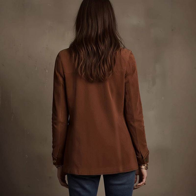 Ženska kratka jakna s više džepova, vintage ispran stil, casual kroj, poliester