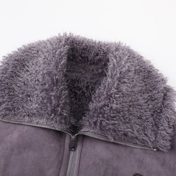 Jakna 72MM-0014: poliester-nylon tkanina, ovratnik od umjetnog krzna, patchwork, rukavi sa spuštenim ramenima, kopčanje na jedan red gumba