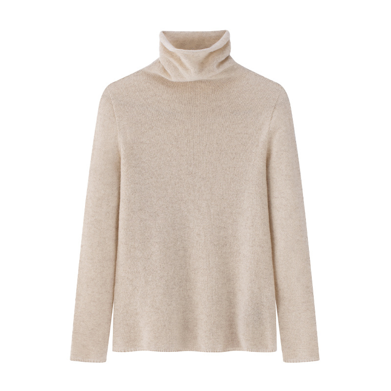 Džemper s kapuljom od kašmira - visokim ovratnikom, uskim krojem, debelim pletenim (kašmír; visok ovratnik; kapulja; uski kroj; debelo pletenje)