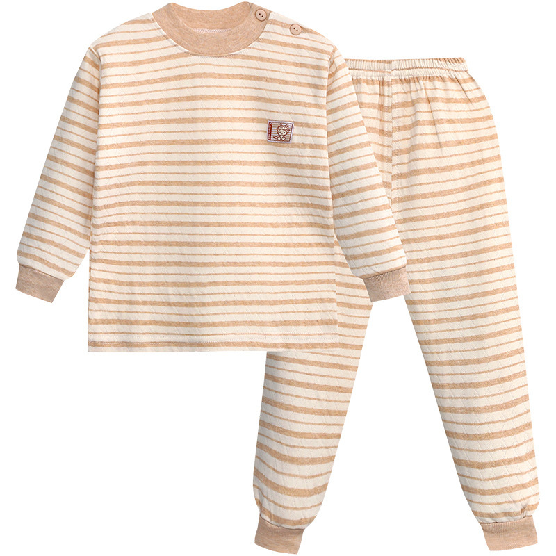 Dječji pamuk termo set s prugastim gornjim dijelom i dugim hlačama, unisex, proljeće-jesen