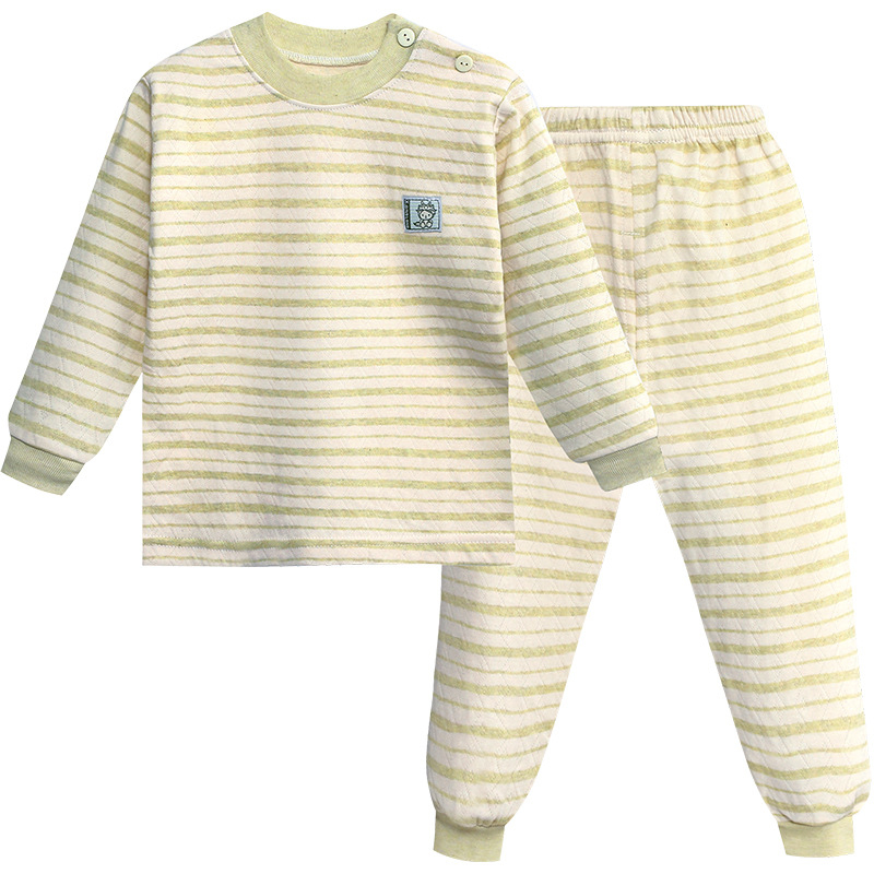 Dječji pamuk termo set s prugastim gornjim dijelom i dugim hlačama, unisex, proljeće-jesen